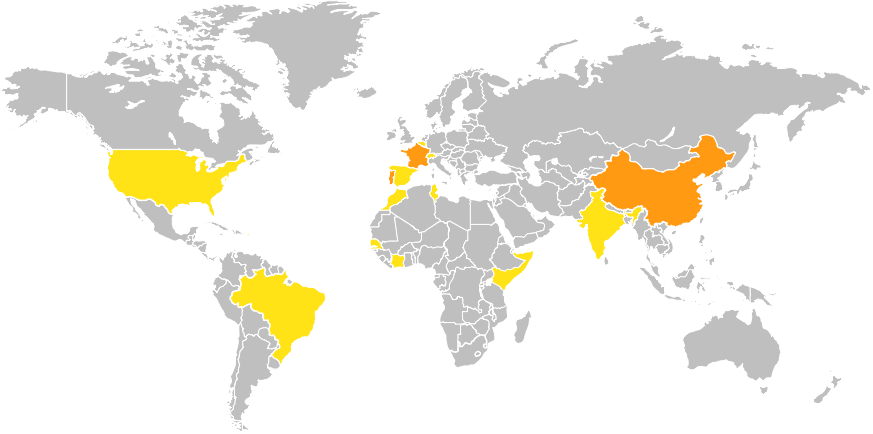 Historical map of DOJO's international presence